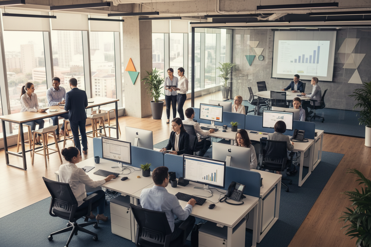 empresa con oficinas de muchos colaboradores